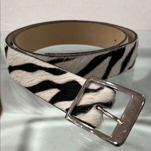 Leatherneck Zebra Print Belt with Silver Buckle